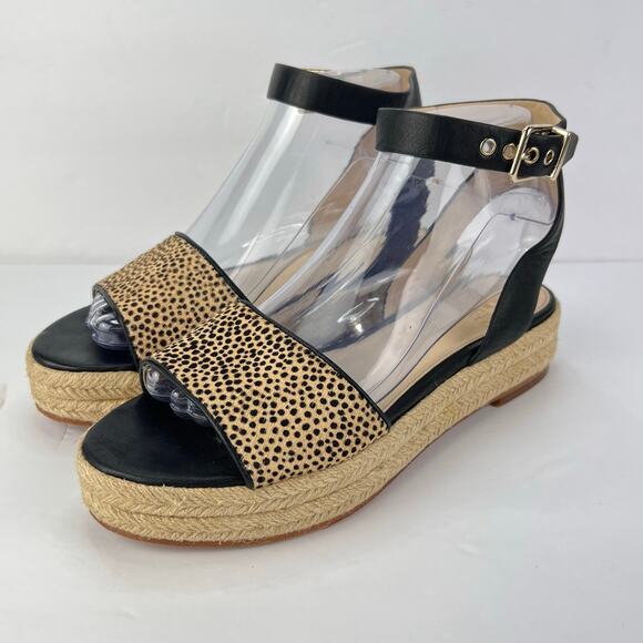 Vince Camuto Kathalia Cow Hair Leopard Platform Espadrille Sandals Women's 8.5 - Picture 3 of 8